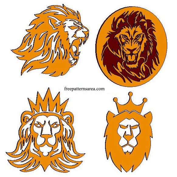 Wooded Lion Head Images for Laser Engraving and Burning