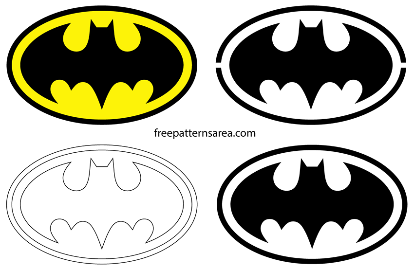 Batman Logo Symbol and Silhouette Stencil Vector