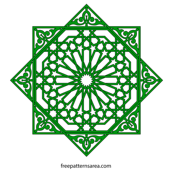 Geometrical islamic art ornament vector. Free Dxf, Png files.