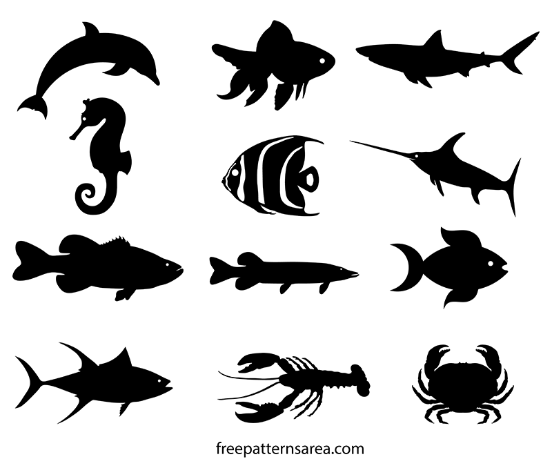 Fish Silhouette Vectors Printable Templates Freepatternsarea