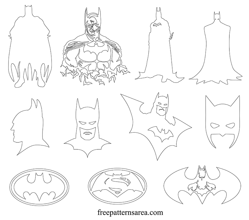 Printable Batman outline template. Batman PDF pattern drawing.