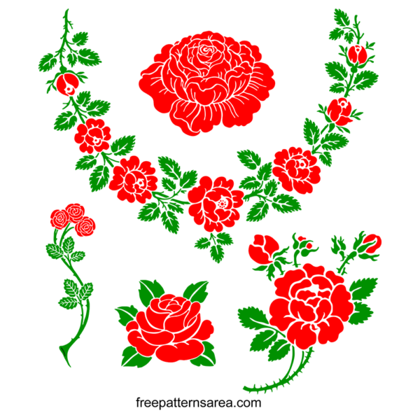 Roses with floral embellishments Royalty Free Vector Image