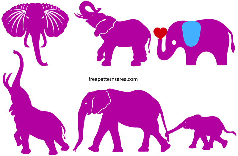 Elephant Silhouette Vector | FreePatternsArea