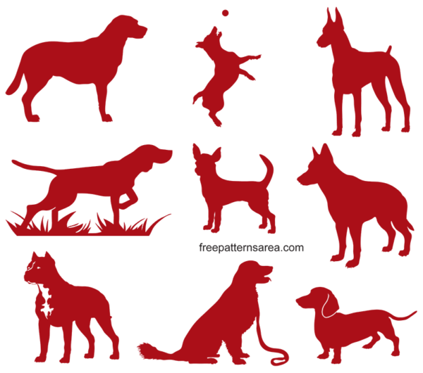Black & White Breed Dog Silhouette Pack Vector Download