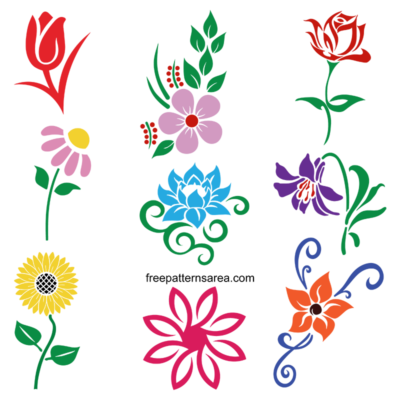 Free Flower Stencil Art Designs, Floral Vectors | FreePatternsArea