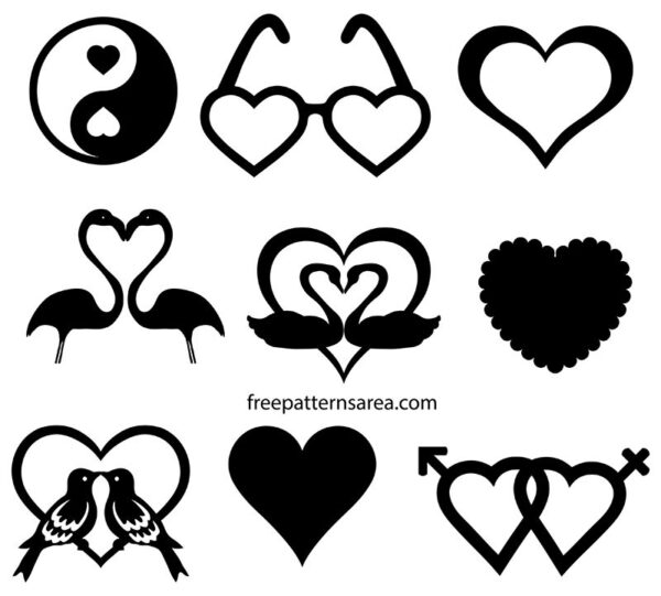 free black and white heart clipart