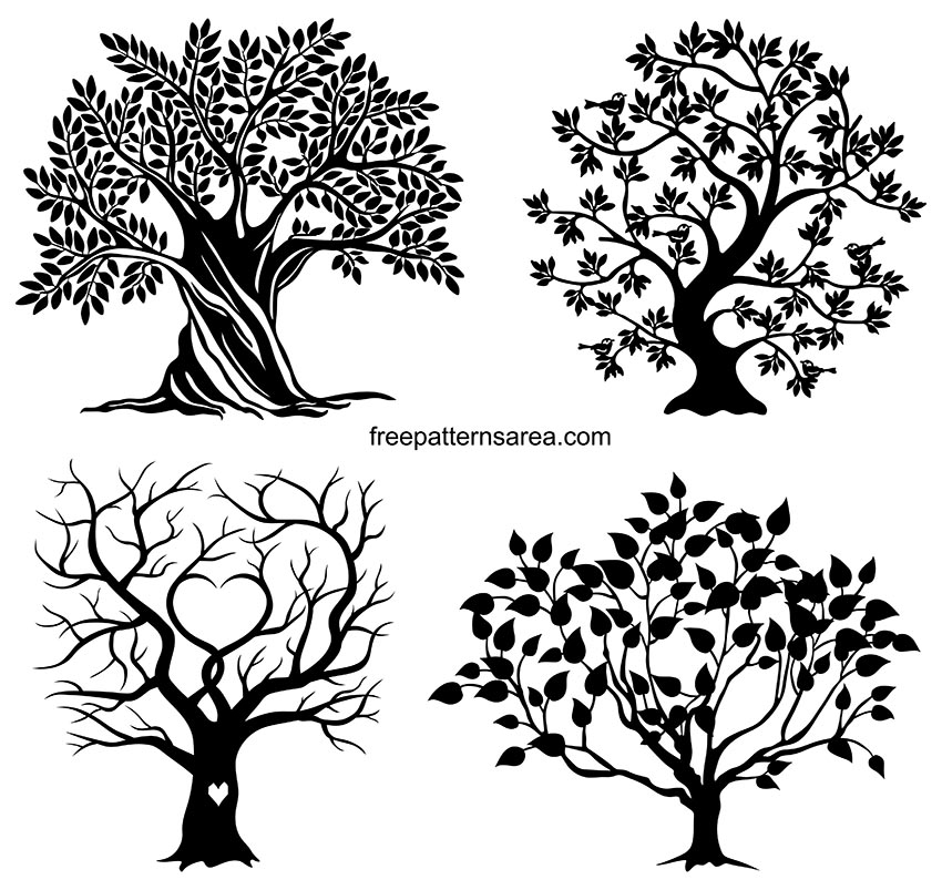 Black And White Tree Vector Art Graphics - FreePatternsArea