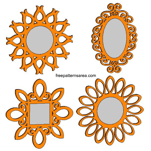 Free downloadable SVG files of laser-cut frame designs for CNC cutting, digital cutting, and laser cutting. These ornate silhouette frames are perfect for creating beautiful and unique home decor projects.