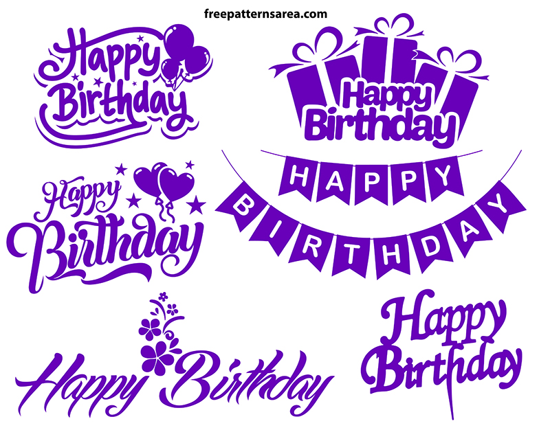 Free Happy Topper Birthday Svg Cutting Files. Happy birthday silhouette images for cricut.