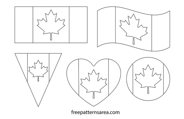 canada flag red outline