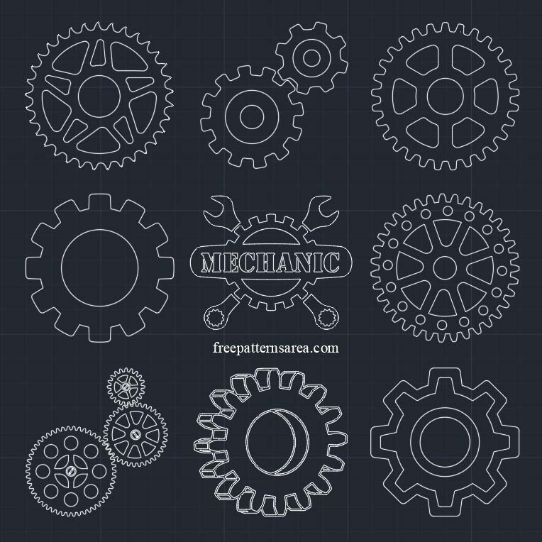 This 2D gear-cog wheel DWG CAD block file is perfect for your next CAD project.