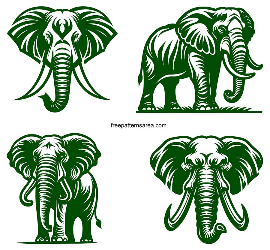 Free Download: Artistic Black & White Elephant Vector Designs ...