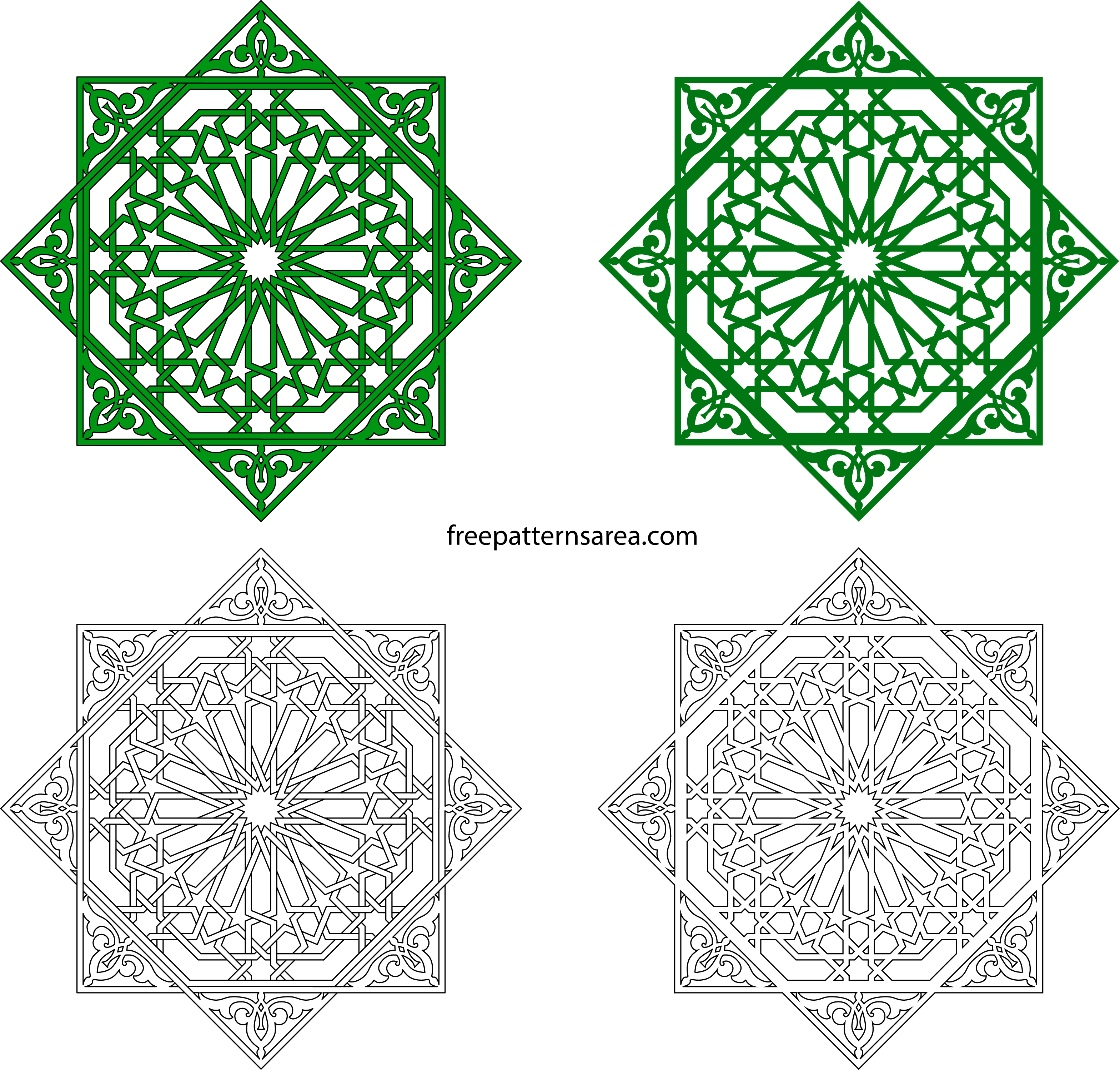 Geometric Islamic Ornament Art Vector Patterns  